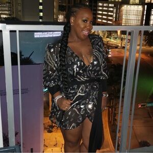 Bcbgmaxazria Black Sequence Dress